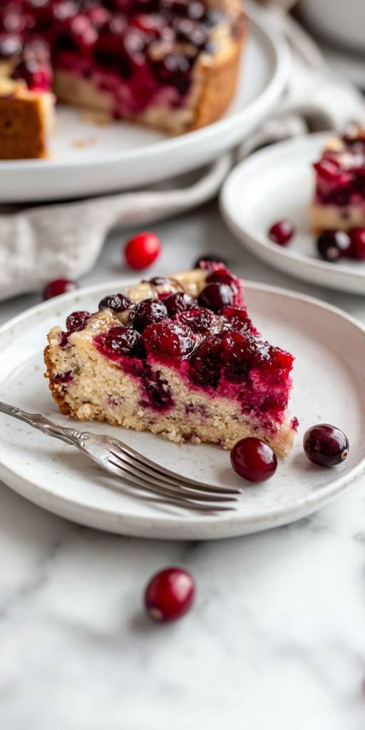 Gluten Free Cranberry Upside Down Cake Recipe is ready to serve