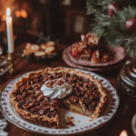 Serving Slices of Delicious Pecan Pie with Whipped Cream or Vanilla Ice Cream