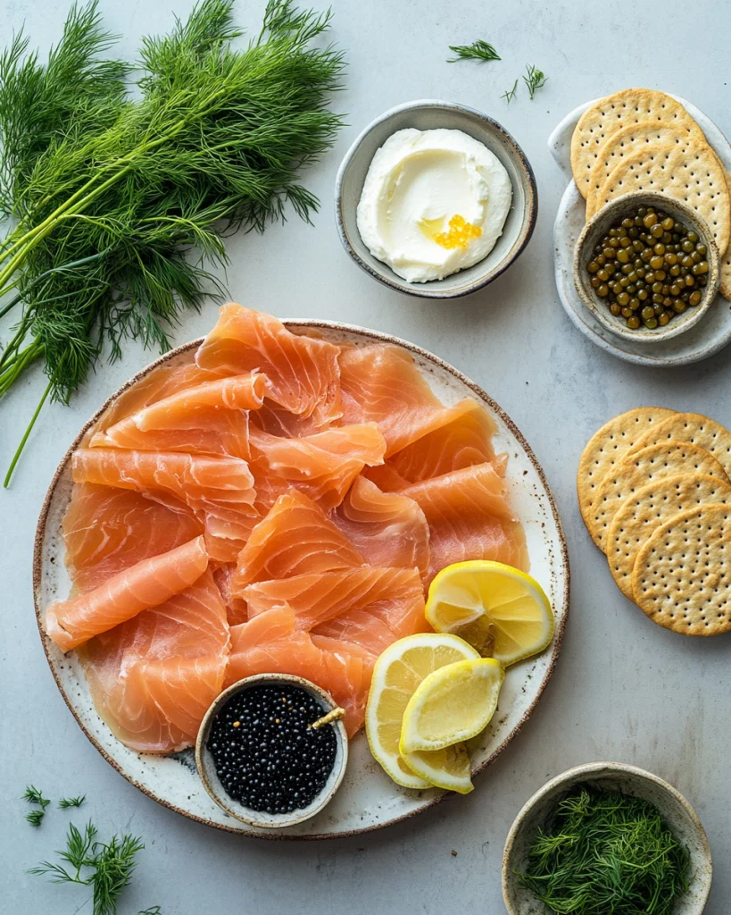 Smoked Salmon, Caviar, And Prosciutto Recipe ingredients