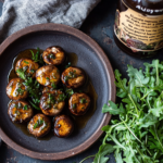 Stuffed Mushrooms Grilled to Golden Brown with Cheesy Mixture Bubbling on Top