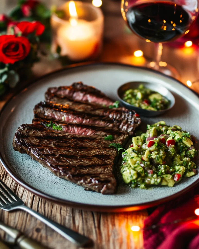 Grilled Skirt Steak with Tomatillo Avocado Salsa