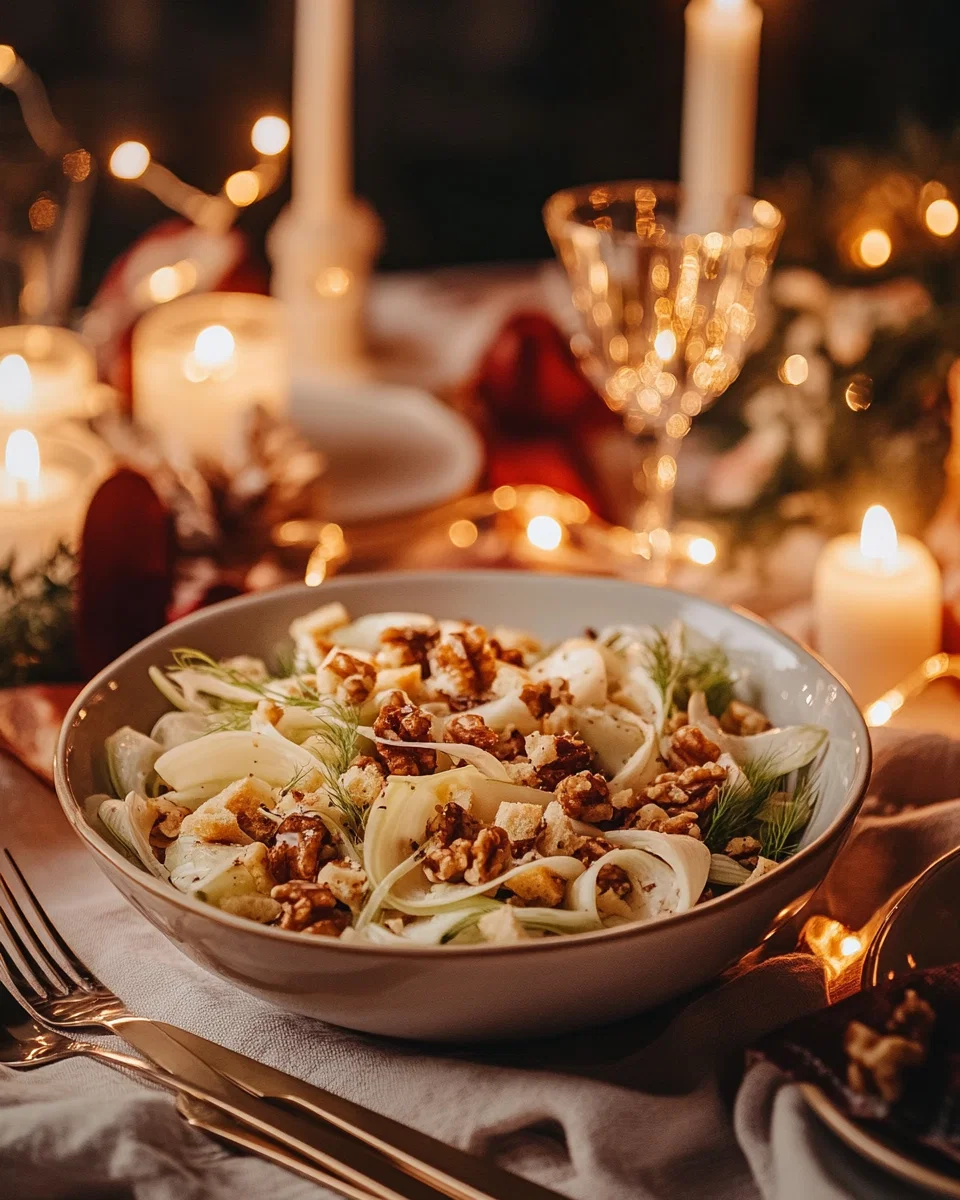 Shaved Fennel Salad With Croutons And Walnuts
