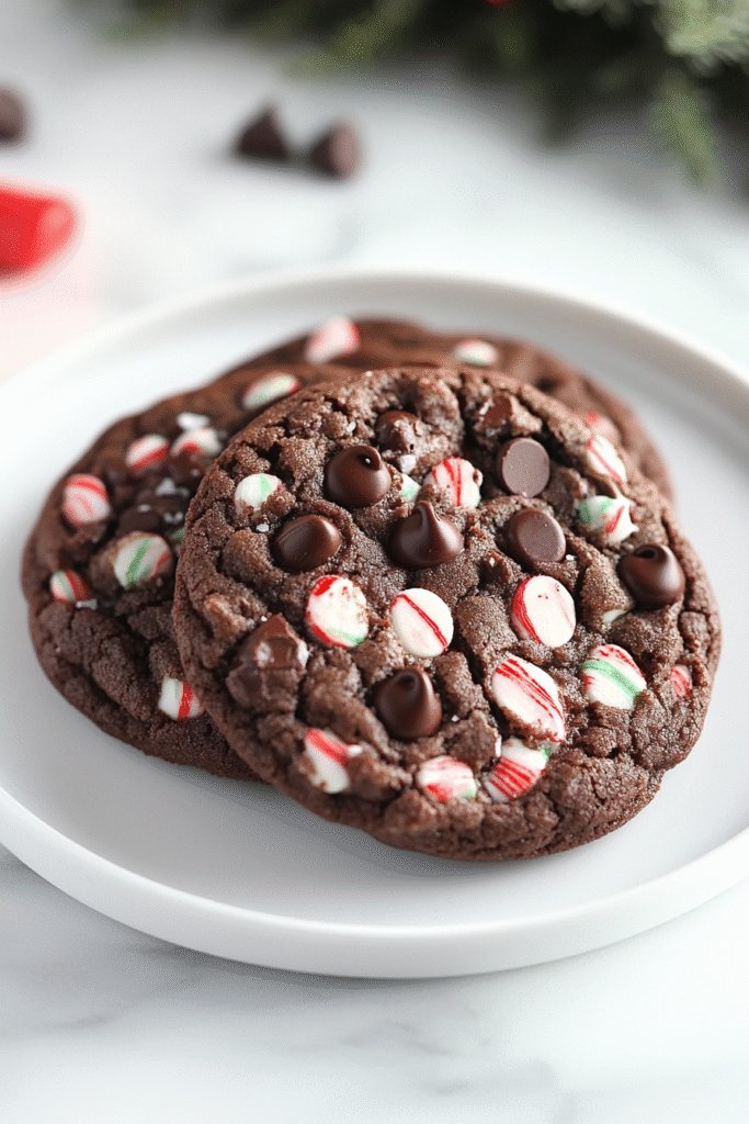 Triple Chocolate Peppermint Cookies