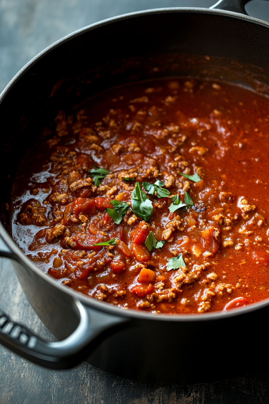 Mix in chili powder, paprika, oregano, cayenne, cumin, salt, and pepper.