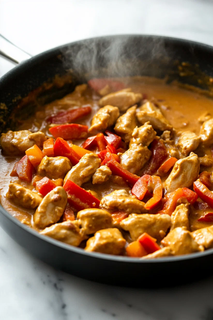 Add peanut butter, chicken stock