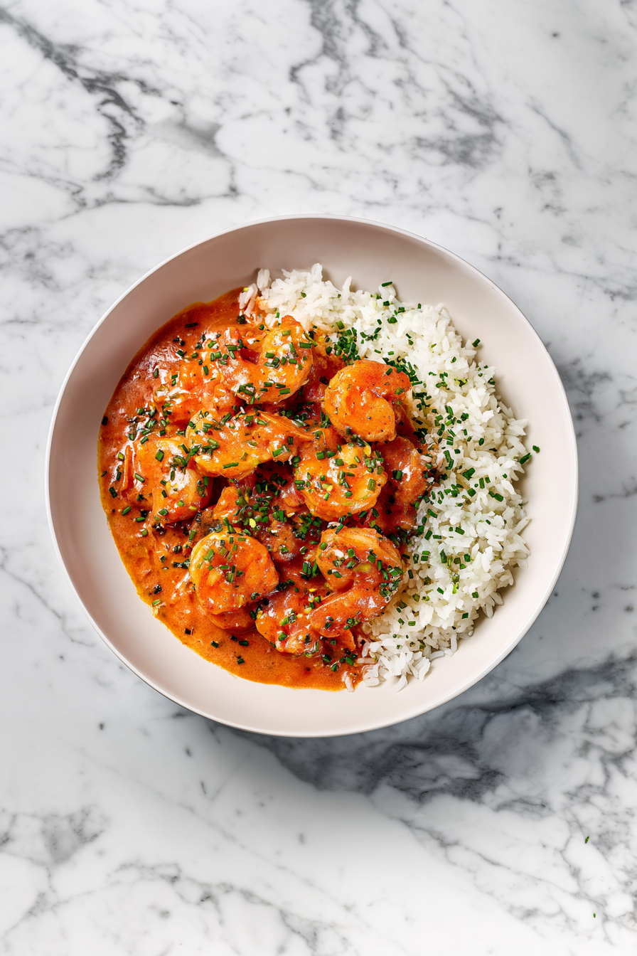 Bold & Spicy Voodoo Shrimp Recipe in 20 Mins! Serve hot over rice and garnish with extra chives if desired.