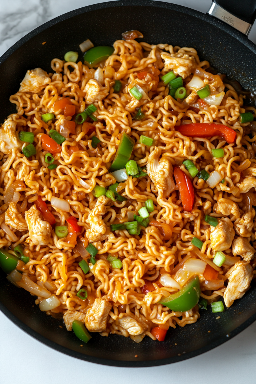 Let it cook on medium heat until noodles are soft and water is absorbed.
