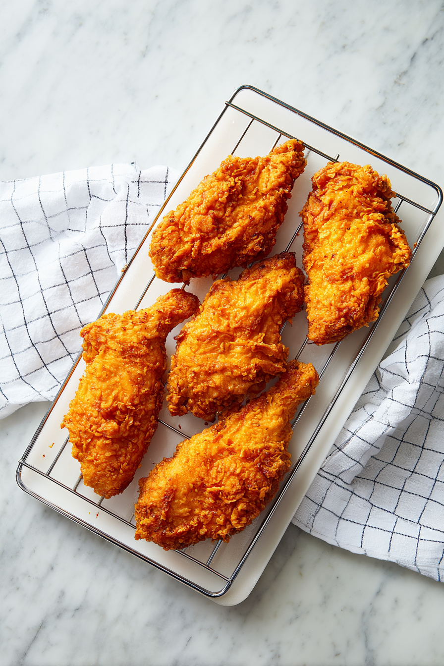 Drain on a wire rack or paper towels to keep the coating crisp.