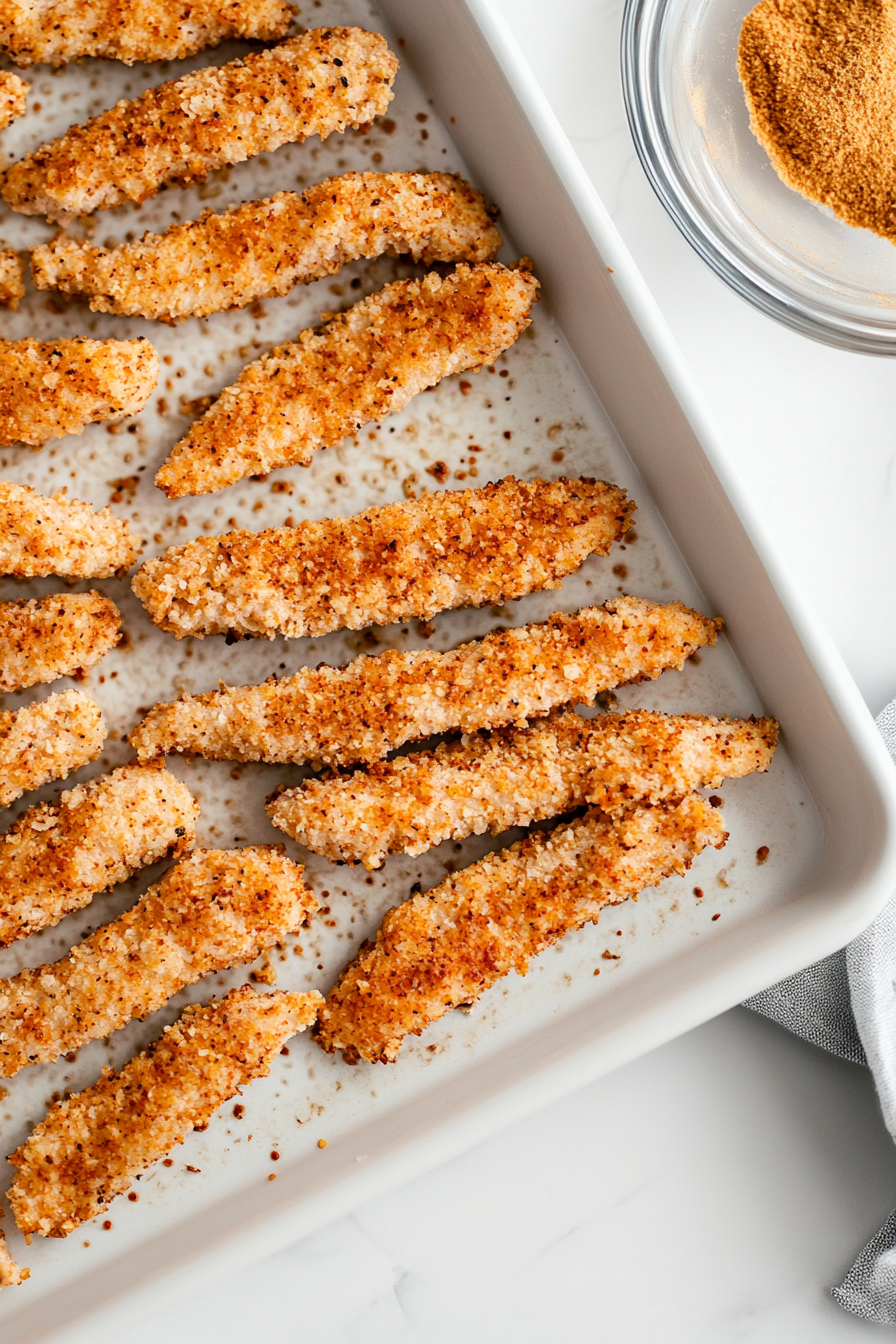 Form chicken mixture into fry-shaped strips.