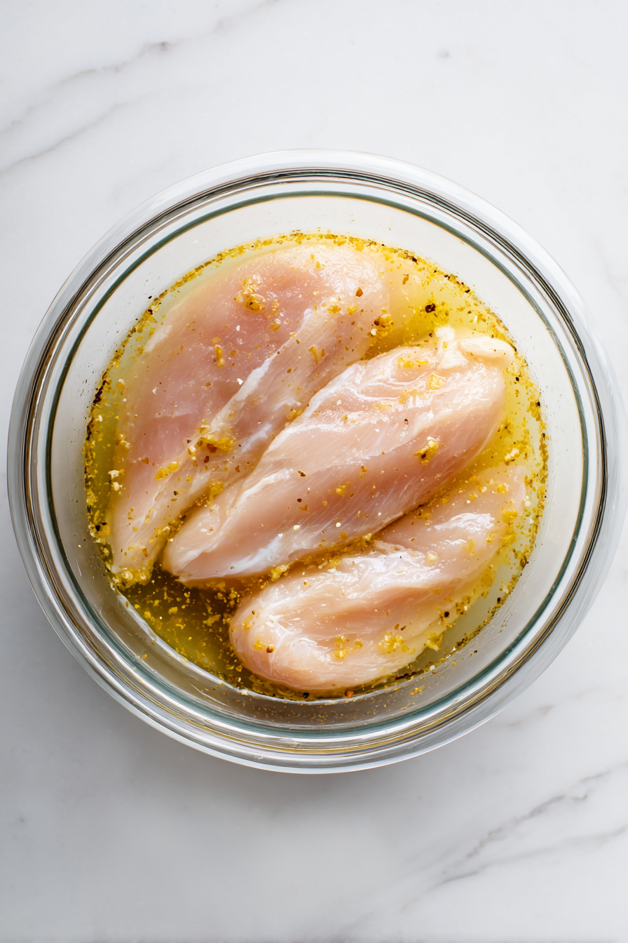 Marinate chicken in buttermilk, ginger garlic paste, vinegar, lemon juice, salt, and pepper for 2–4 hours.