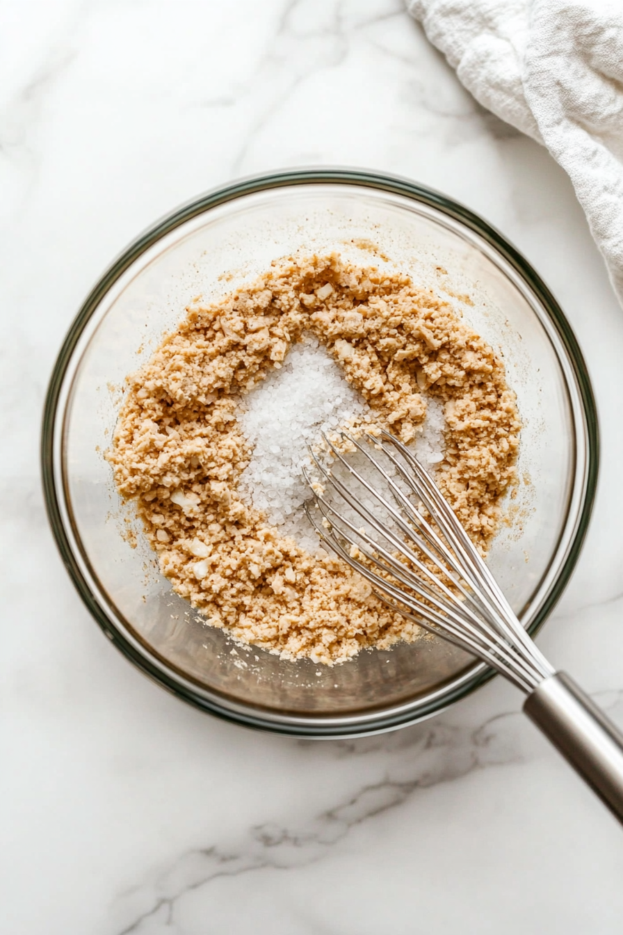 In a bowl, combine ground chicken, salt, onion powder, and garlic powder; mix well.