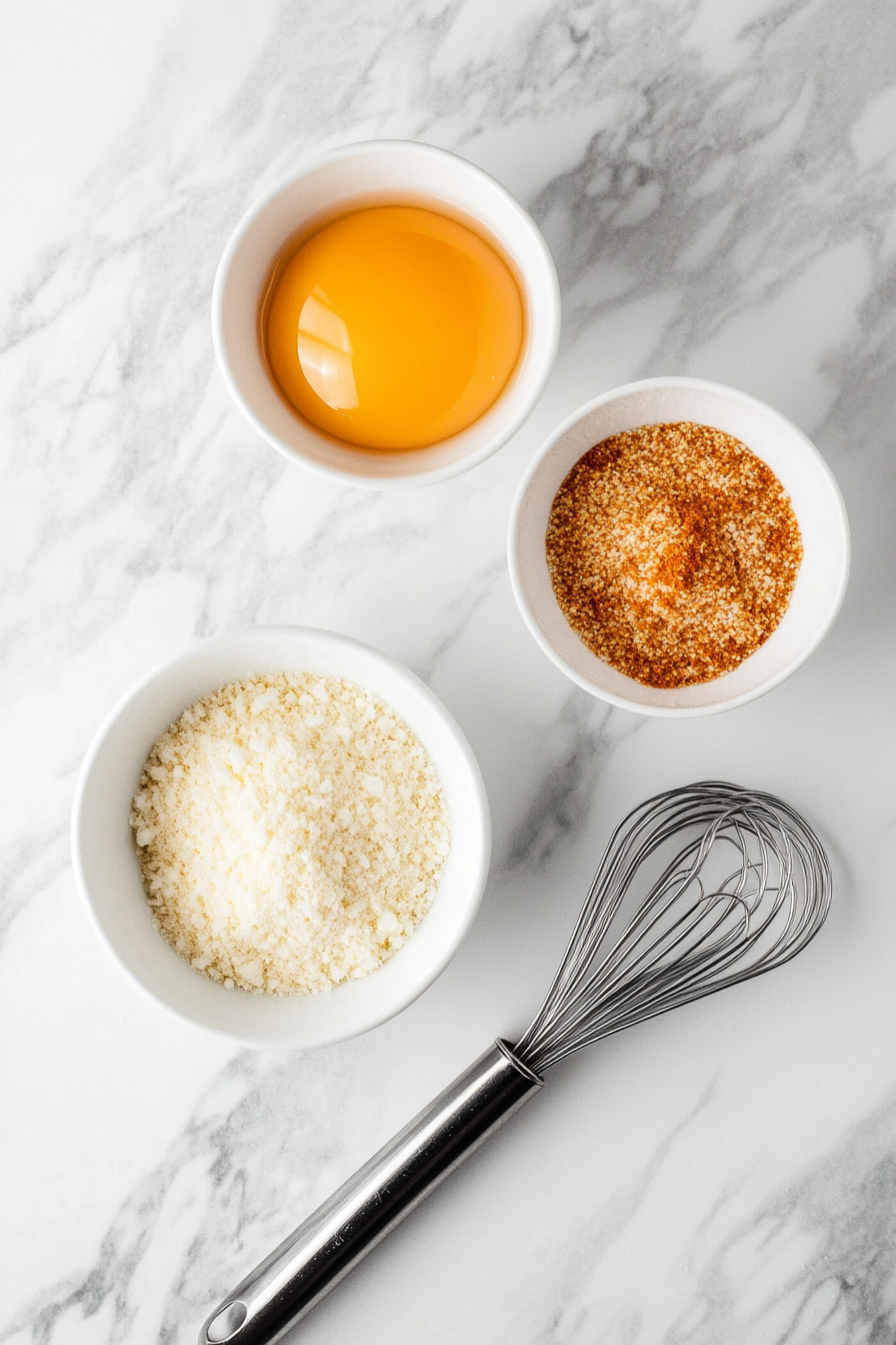 Set up breading station: whisk eggs in one bowl, mix cornstarch, salt, paprika, and pepper in another, and place panko breadcrumbs in a third bowl.