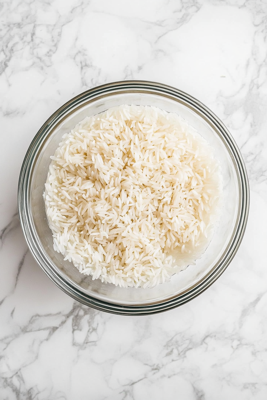 Rinse and soak basmati rice for 20 minutes; drain and keep aside.