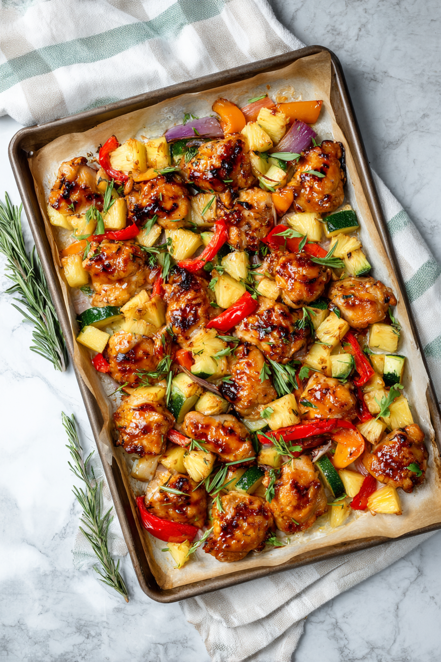 Bake for 25 minutes, or until the chicken is fully cooked and slightly caramelized. Remove from oven, garnish with fresh herbs (optional), and serve hot.