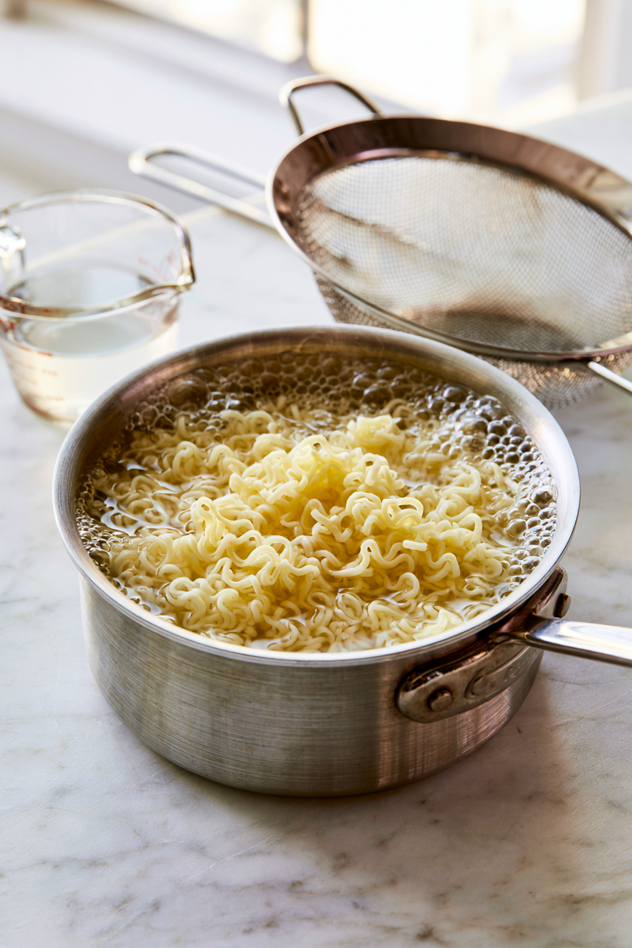 Boil ramen noodles for 2–3 minutes