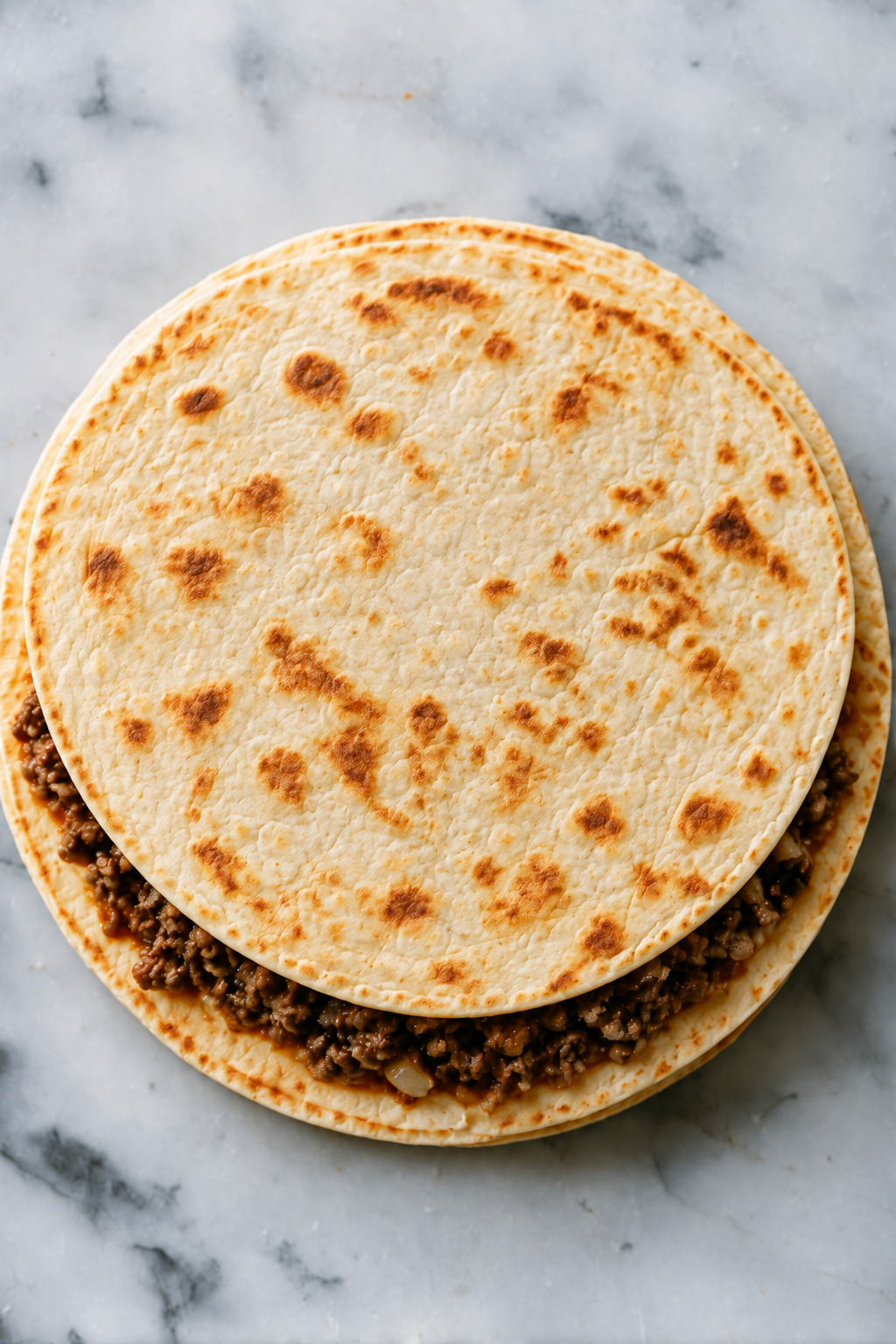 Place a second tortilla over each stack to form the “pizza