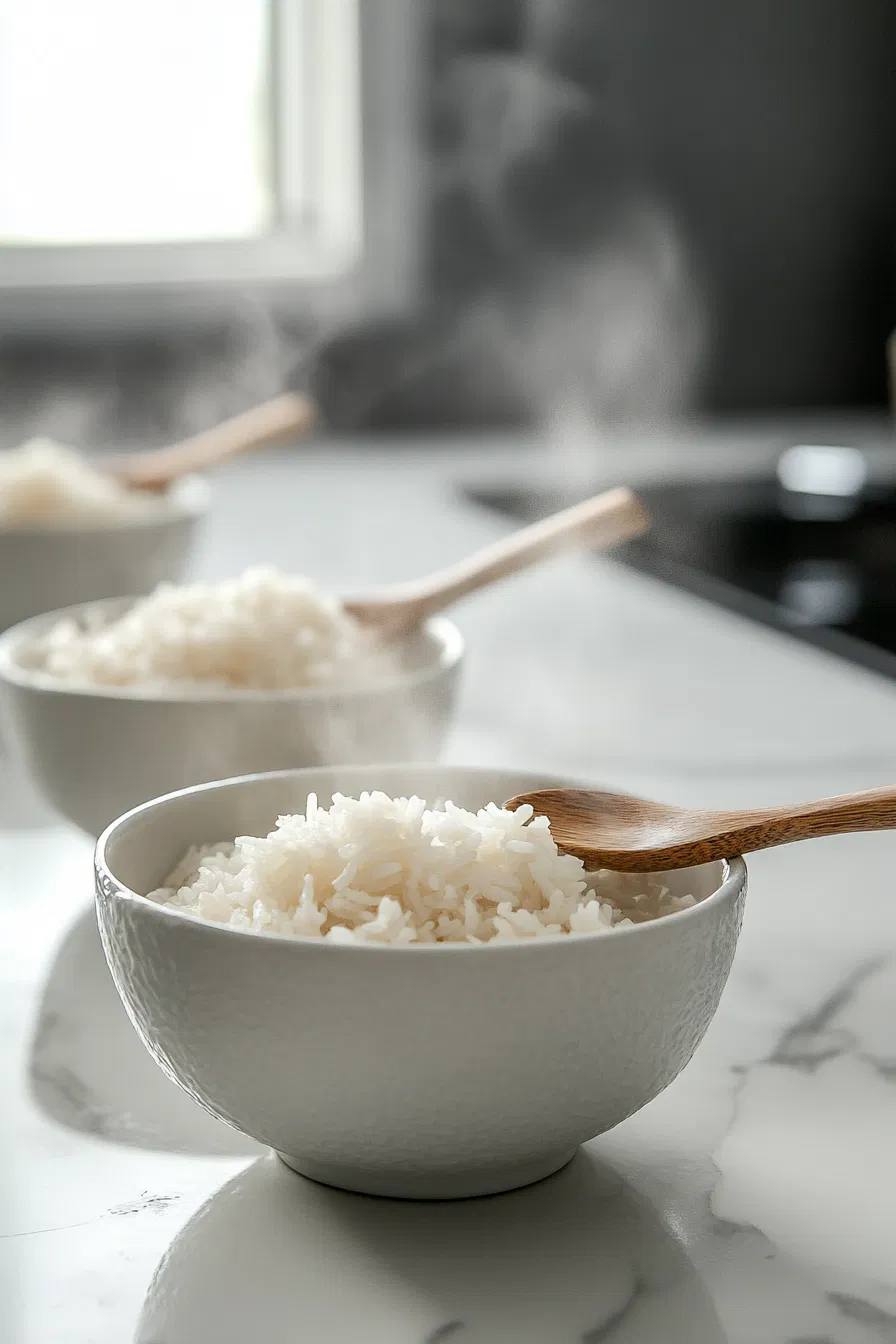 Spoon warm rice