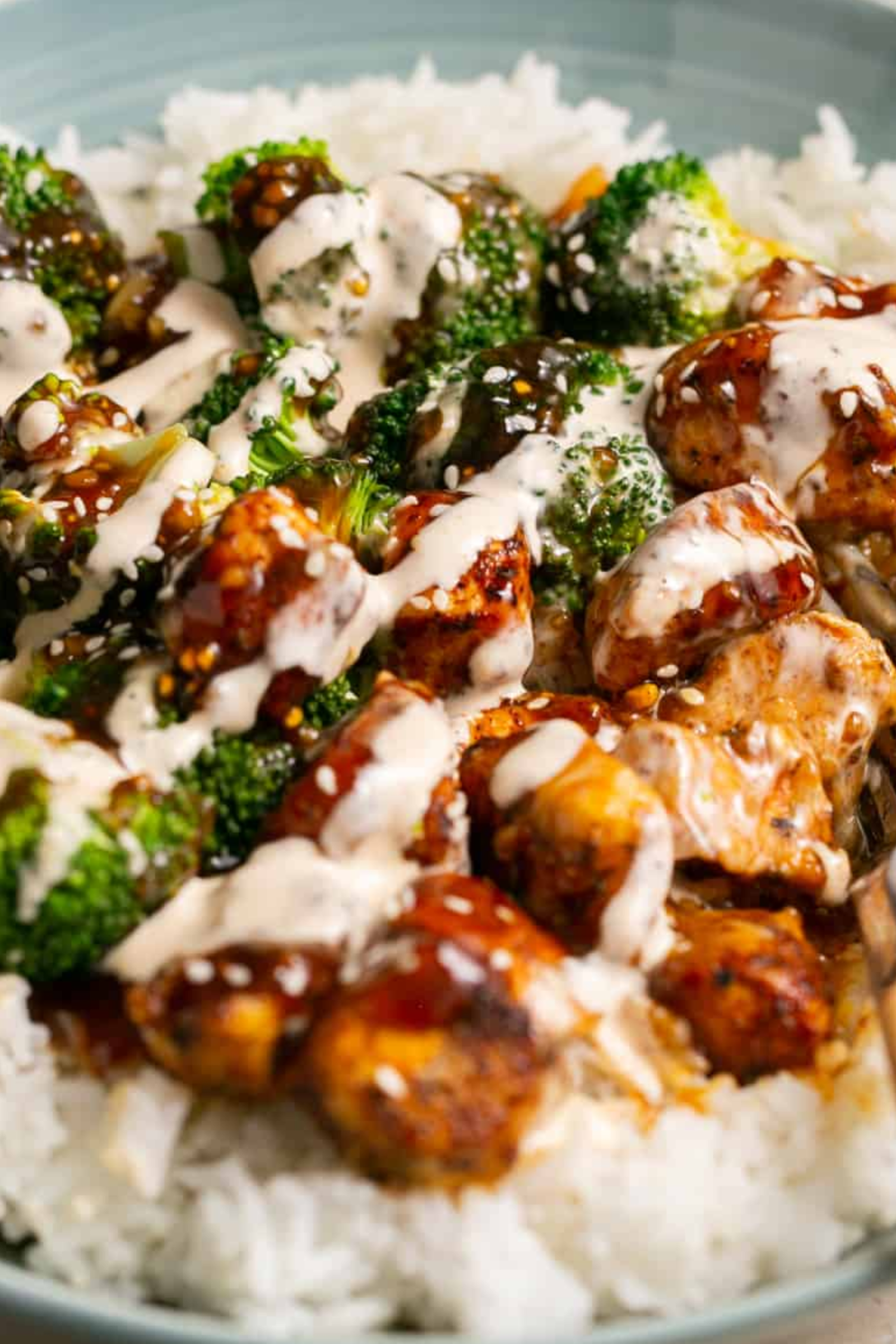 Top the rice with the sticky chicken