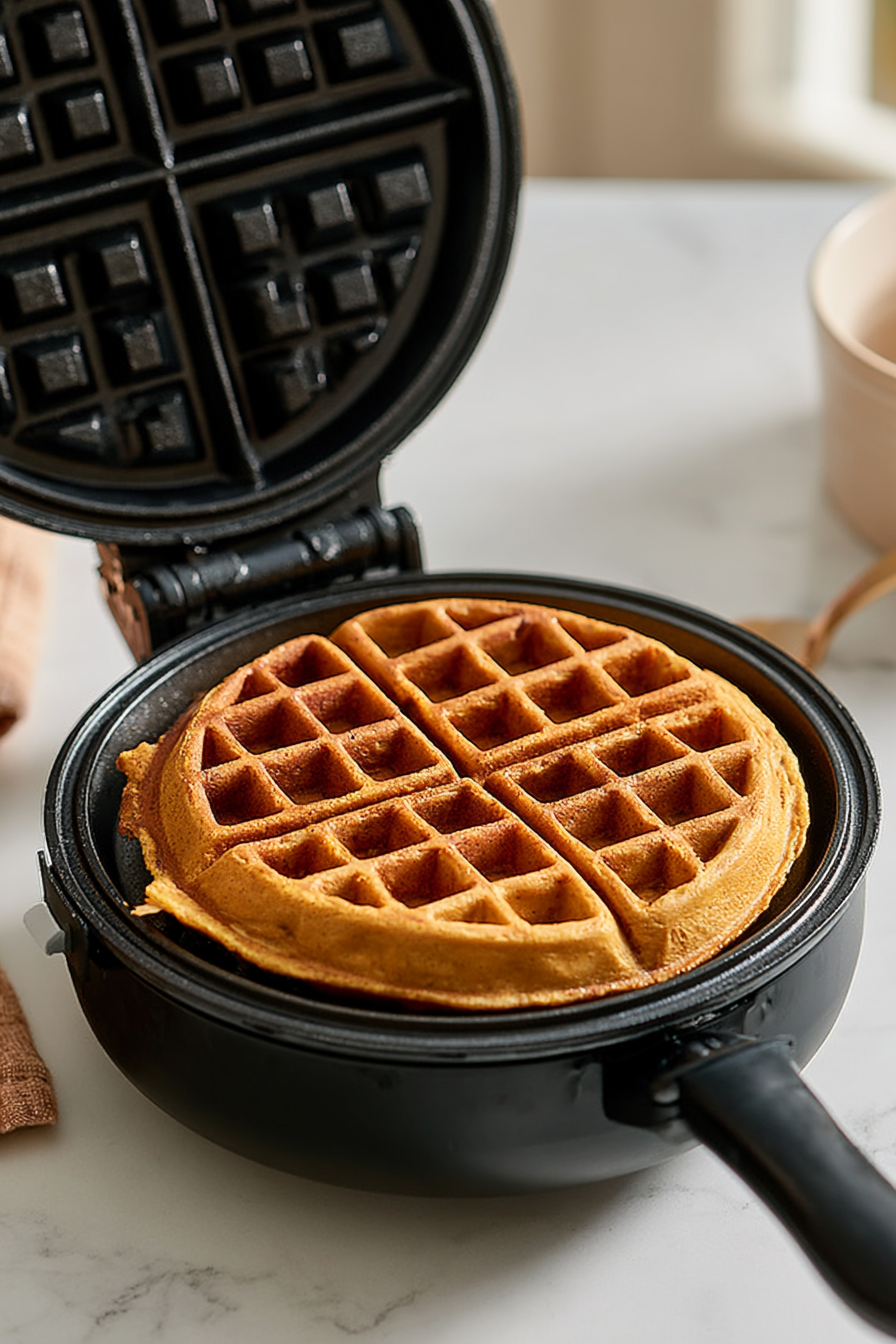 Close the lid and cook until the waffles are golden brown and crisp around the edges, about 5-7 minutes