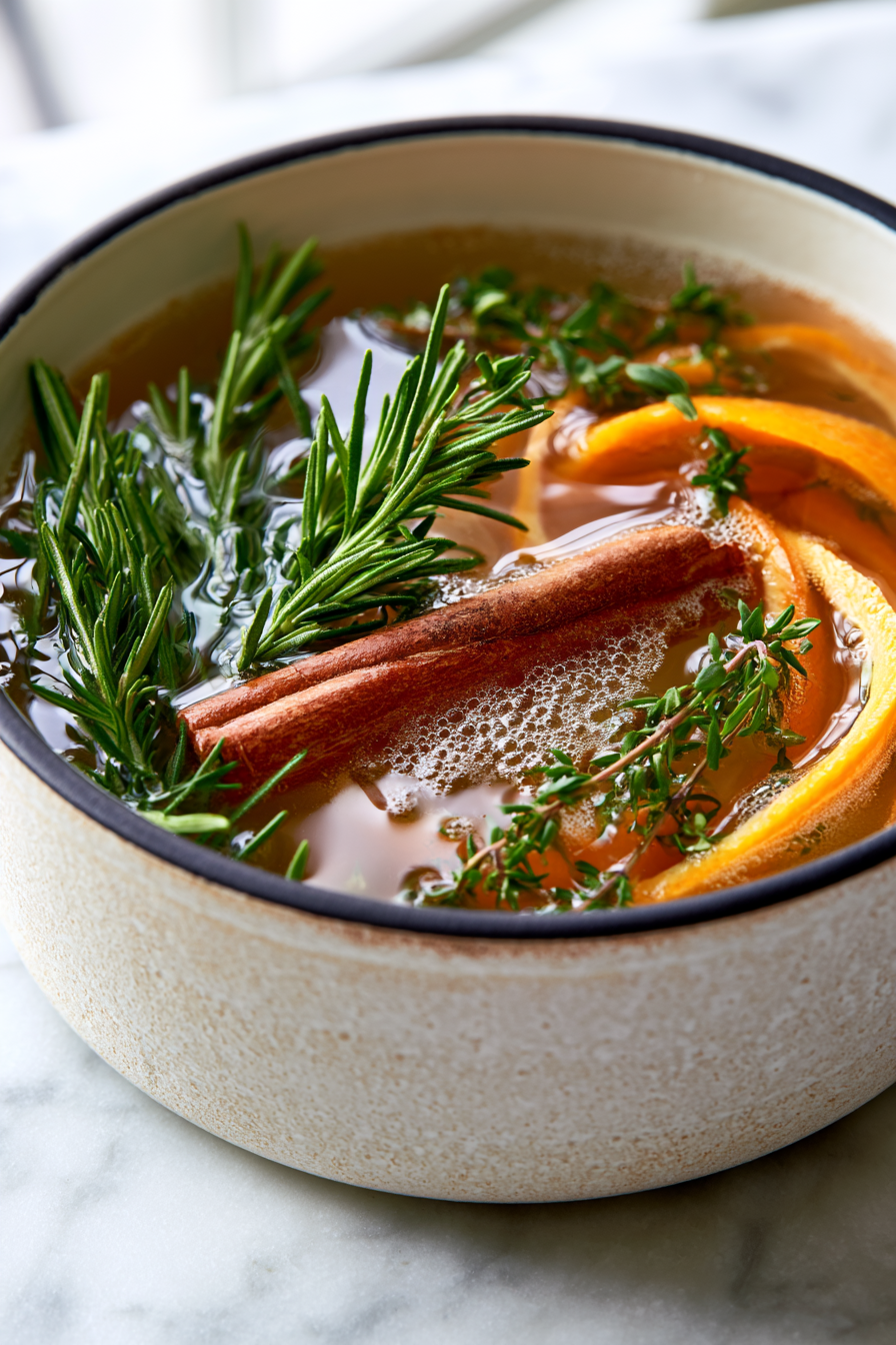 Drop in the cinnamon stick for a hint of warmth and spice that will complement the herbal scent beautifully