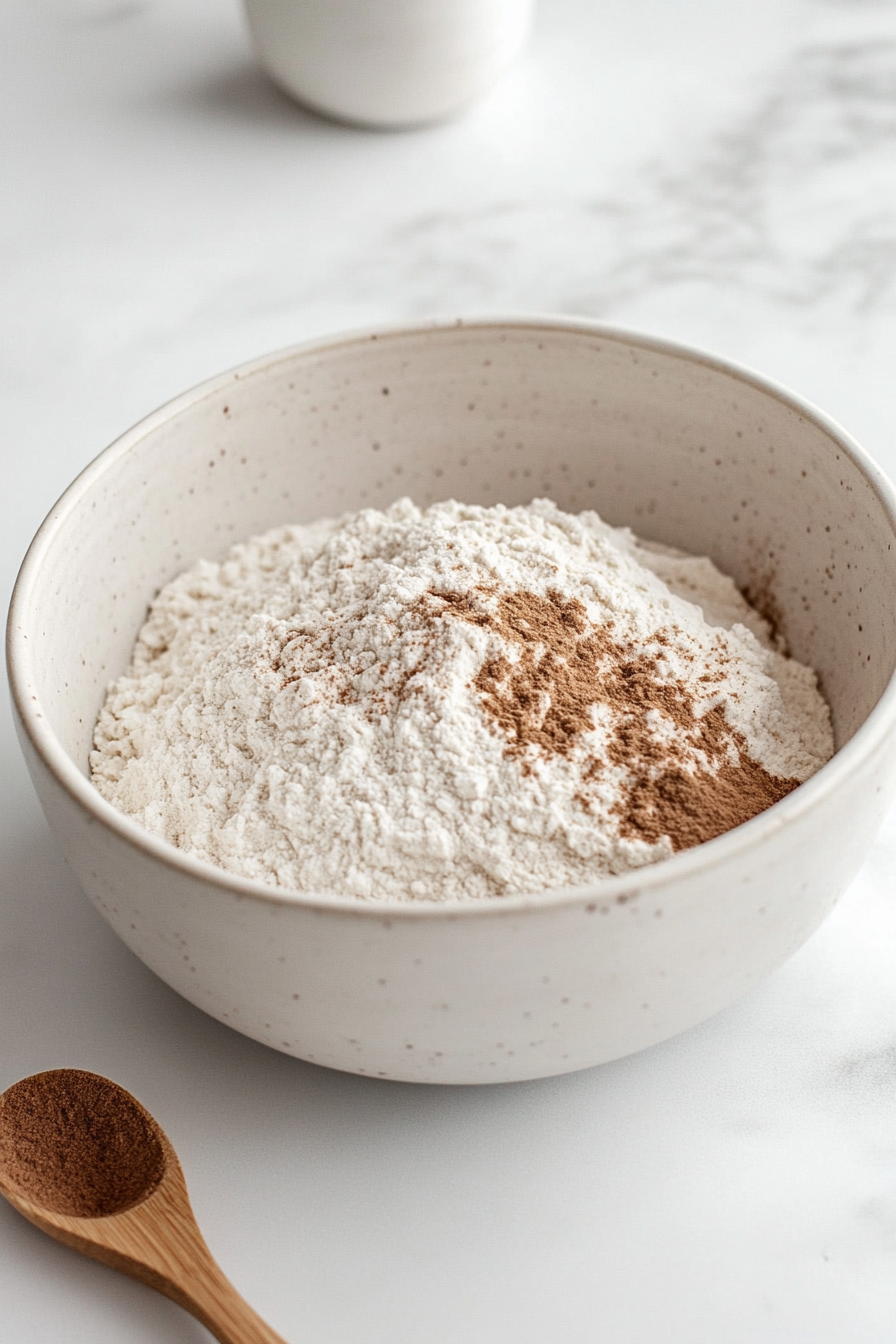 In a large mixing bowl, whisk together the gluten-free flour, cinnamon, nutmeg, baking soda, and salt until combined