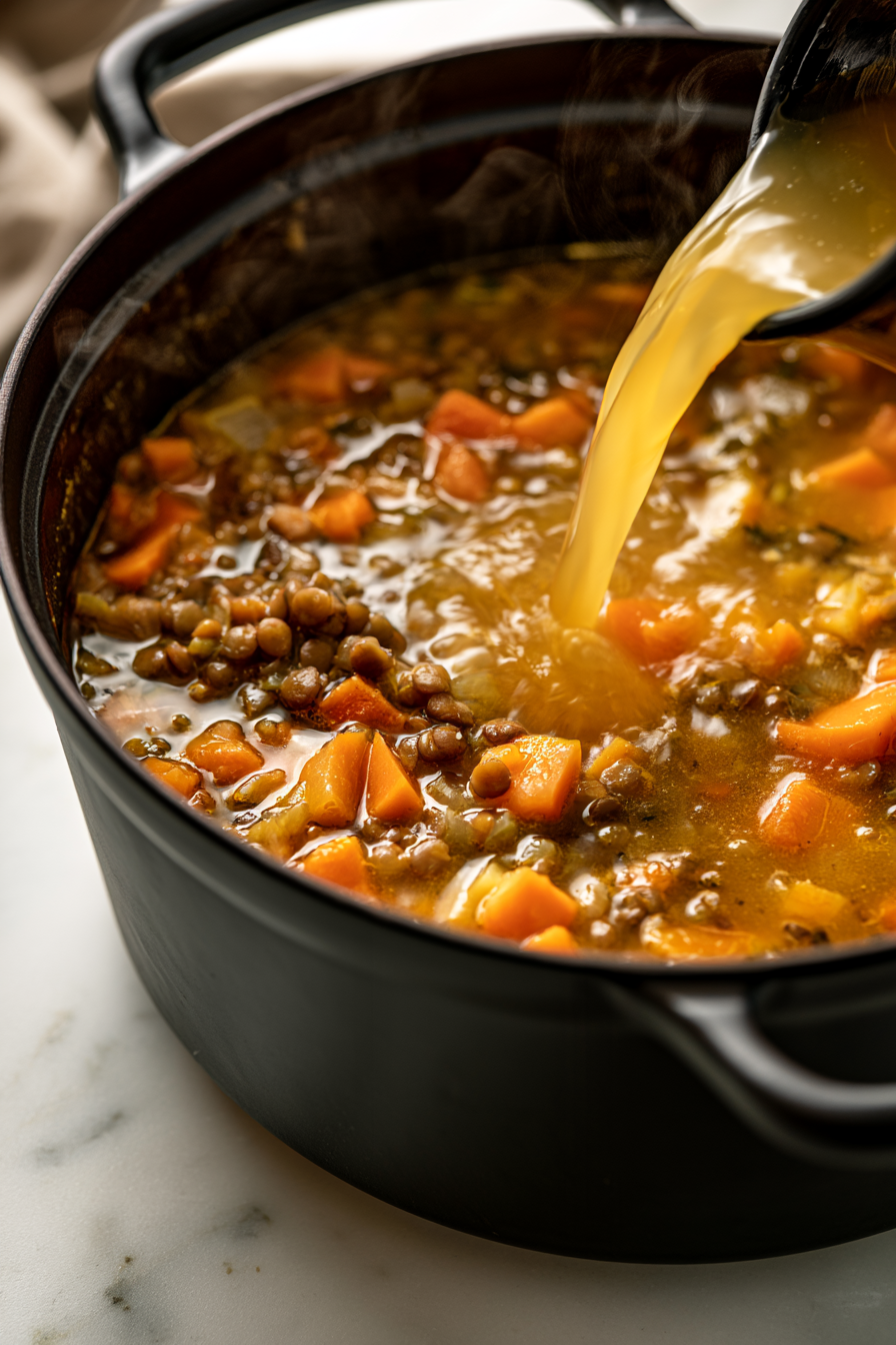 Pour in the apple cider and bring the mixture to a gentle simmer, allowing some of the liquid to reduce slightly and flavors to meld, about 3-4 minutes.