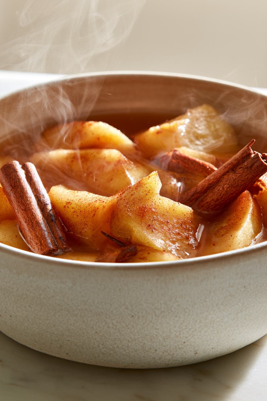 Pour the aromatic apple mixture into a bowl or leave it in the pot for continued simmering to maintain the scent. Enjoy the warm.