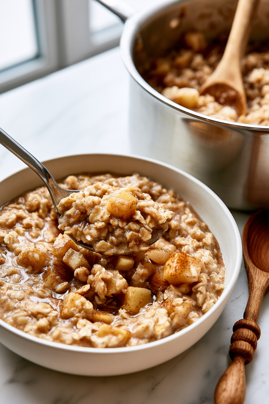 Scoop the warm oatmeal into bowls