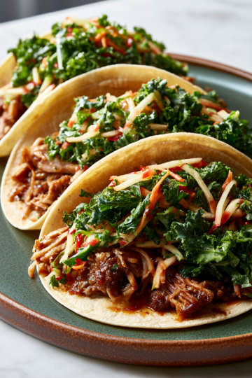 Slow Cooker Pork Tacos with Apple Kale Slaw
