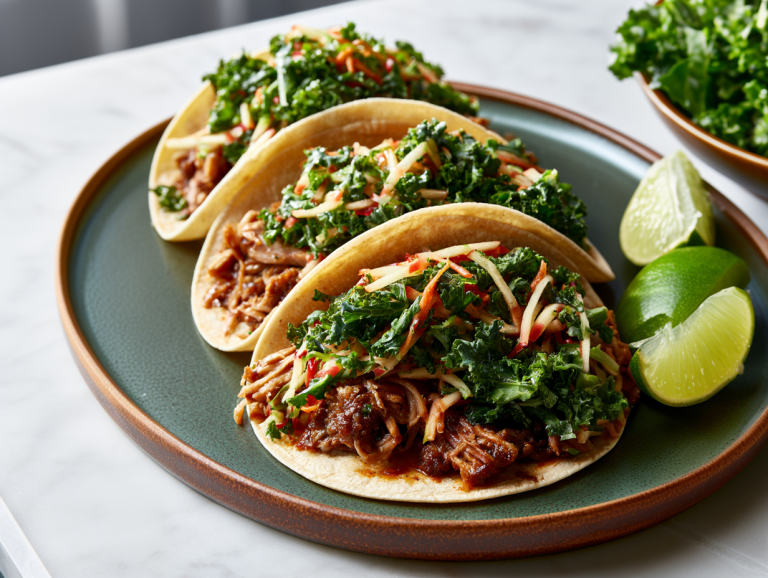 Slow Cooker Pork Tacos with Apple Kale Slaw