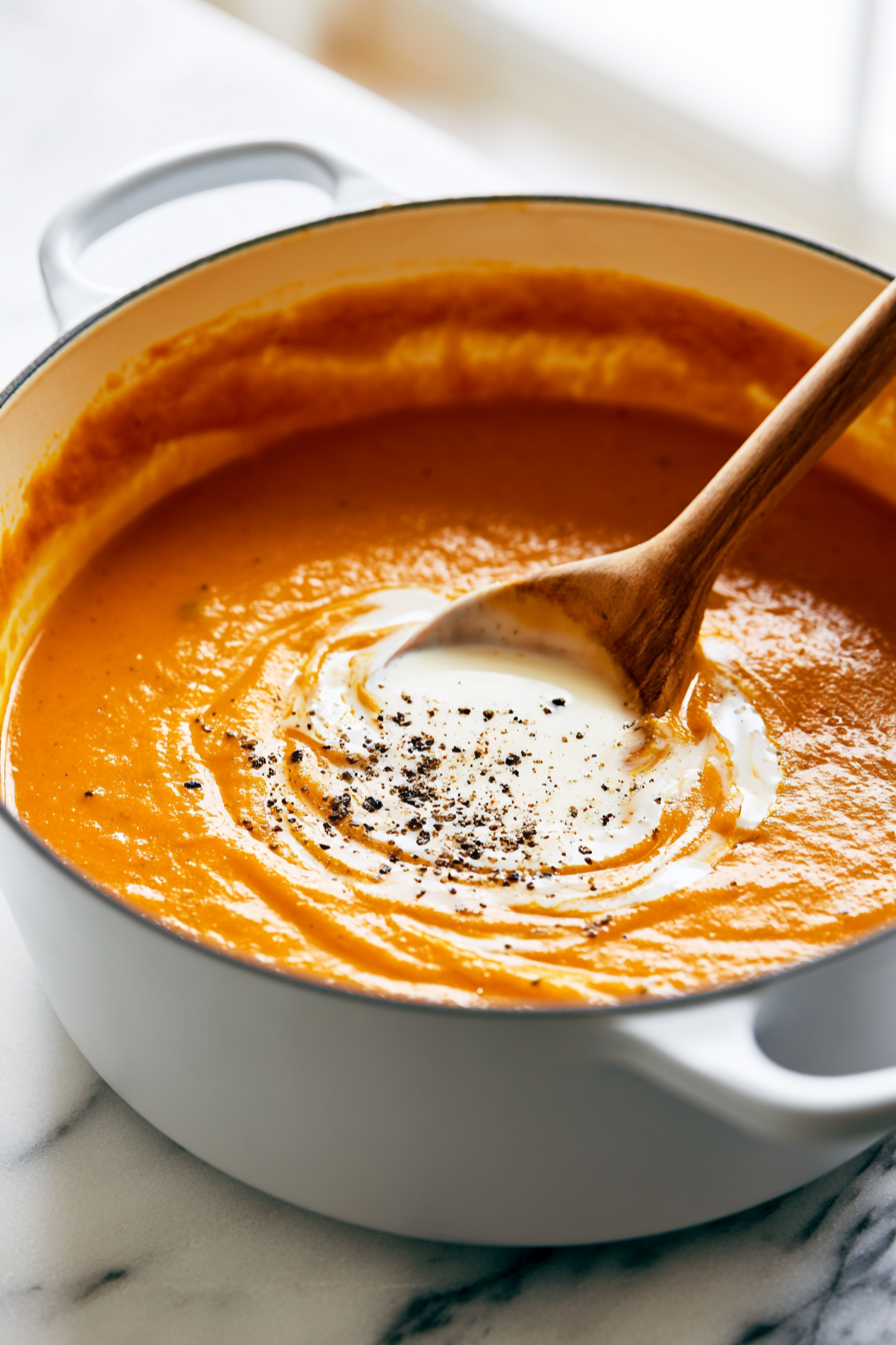 Stir in the heavy cream and season with salt and pepper to taste