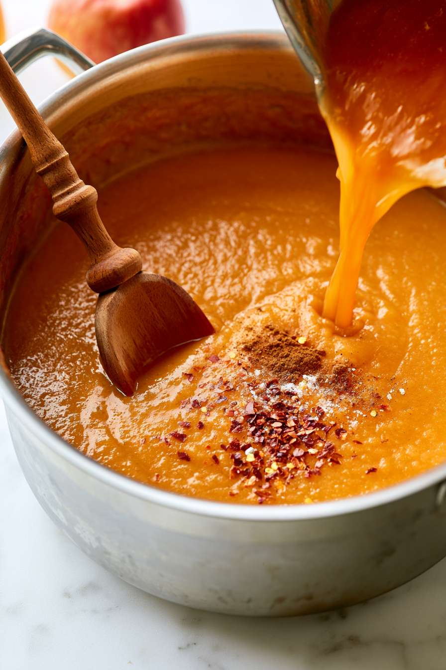 Stir in the remaining 1 cup of cider to thin out the soup to your desired consistency