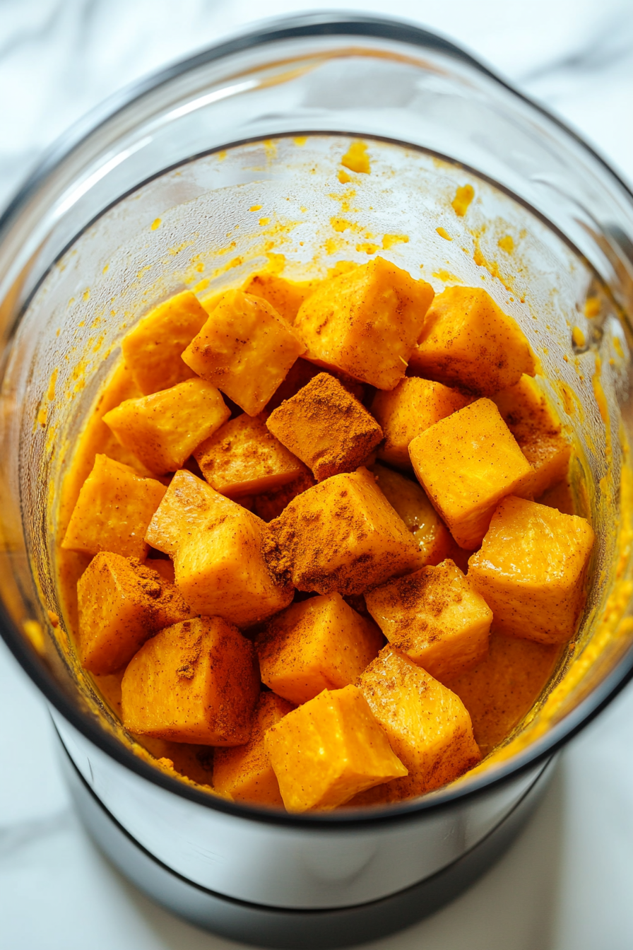 Transfer the roasted pumpkin to a blender or into a large pot if using an immersion blender