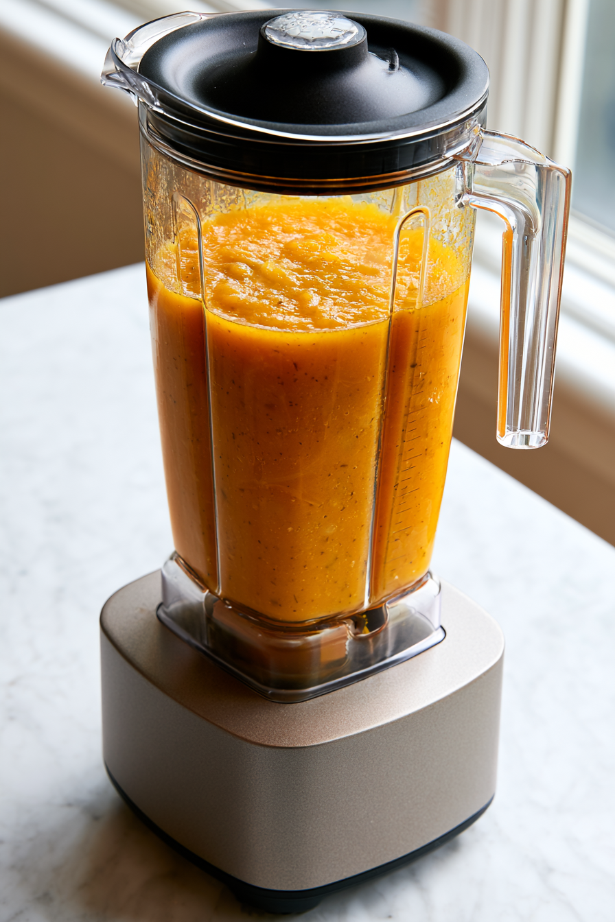 Use an immersion blender or transfer the soup in batches to a blender. Blend until completely smooth and velvety, with a rich, uniform color