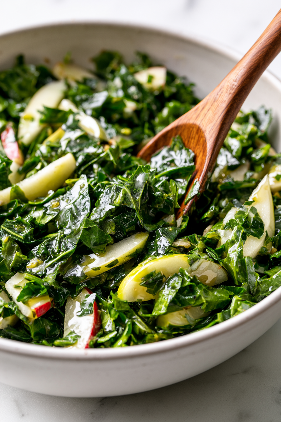 Toss gently until evenly coated and the kale begins to soften