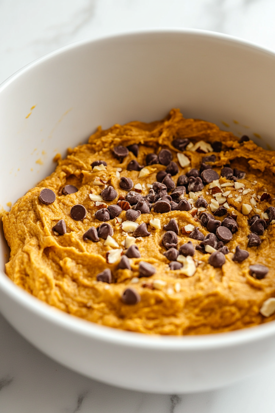 Fold in chopped nuts or chocolate chips, if using, ensuring they are evenly distributed throughout the dough