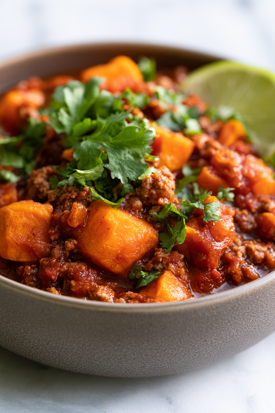 Serve Fall Turkey Chili with Sweet Potatoes