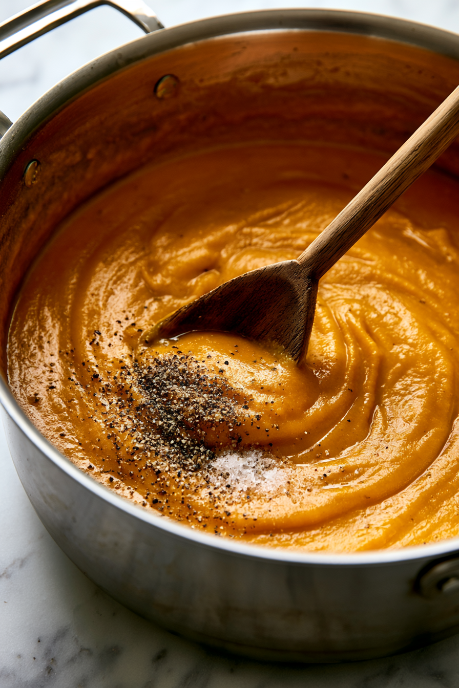 Taste the soup and adjust the seasoning with more salt or pepper as needed. It should be bright, smooth, and inviting