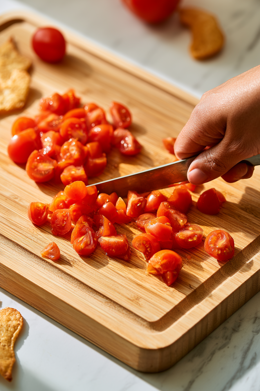 Transfer the guacamole to a serving bowl. For extra spooky touches, cut small eyes from cherry tomatoes