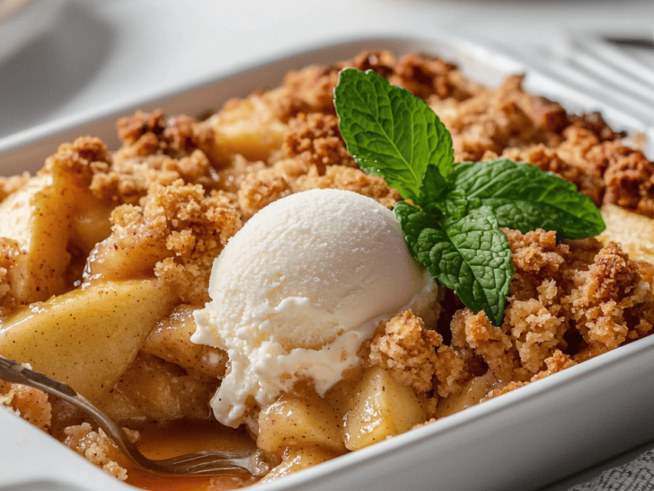 Unexpected Delight: Apple Crumble with Vanilla Ice Cream That Turns Comfort on Its Head
