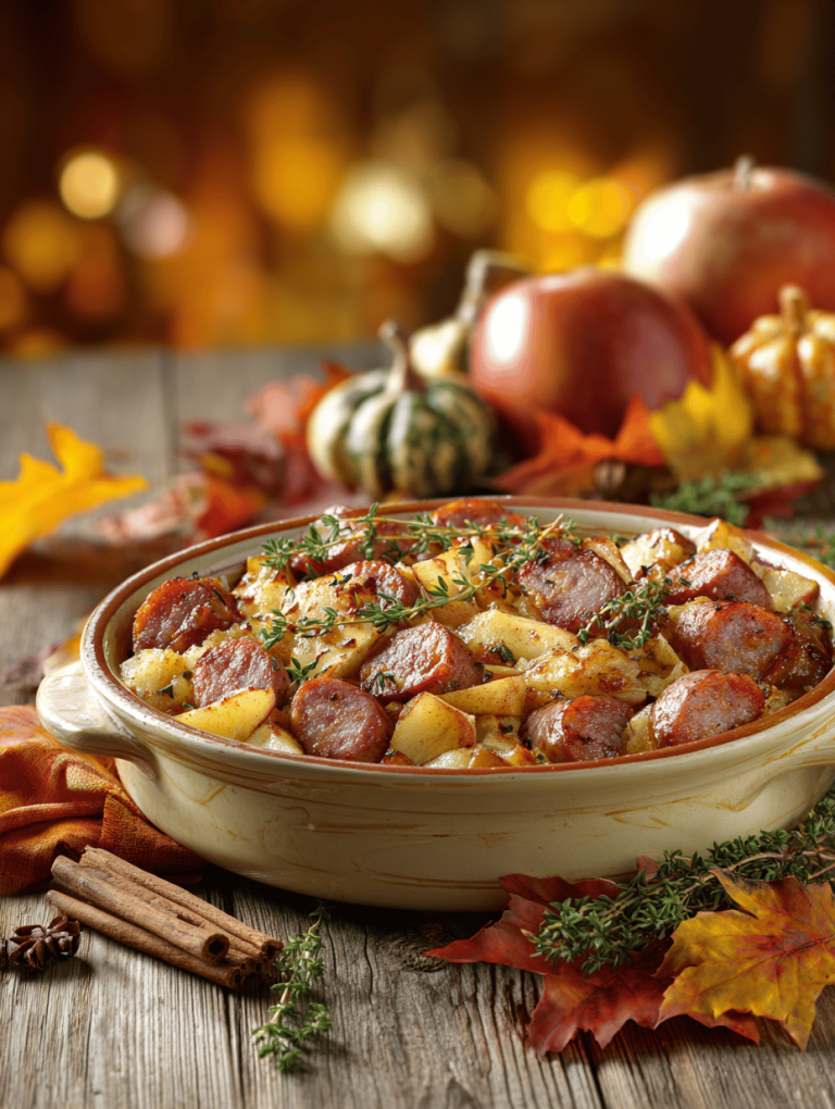 Cozy Up with this Unusual Autumn Sausage and Apple Casserole