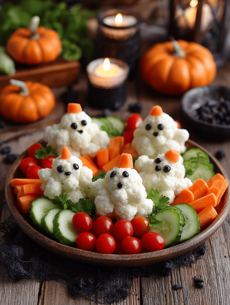 How to Make a Spooky but Simple Halloween Ghost Veggie Platter That Actually Wows