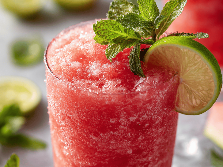 Refreshing Watermelon Slushie with a Twist of Mint and Lime
