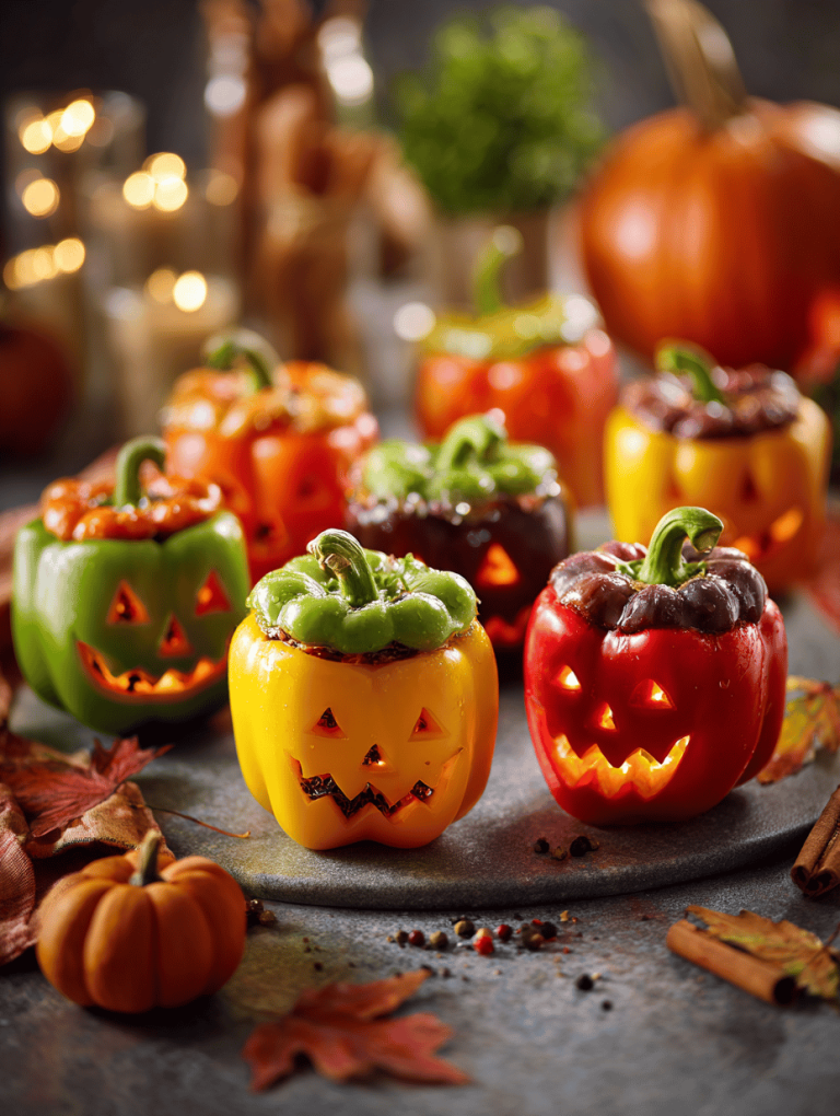 Halloween Stuffed Bell Pepper Jack-o'-Lanterns That Bring the Kitchen Alive