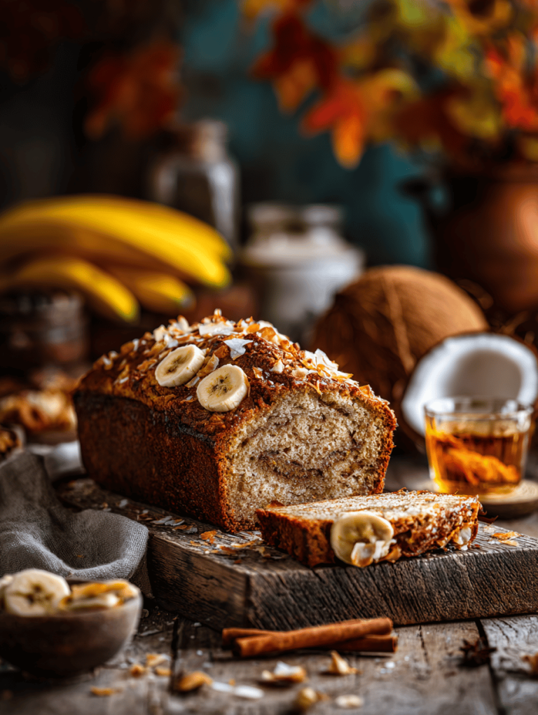 Banana Bread with a Secret Twist: Spiced Rum and Toasted Coconut
