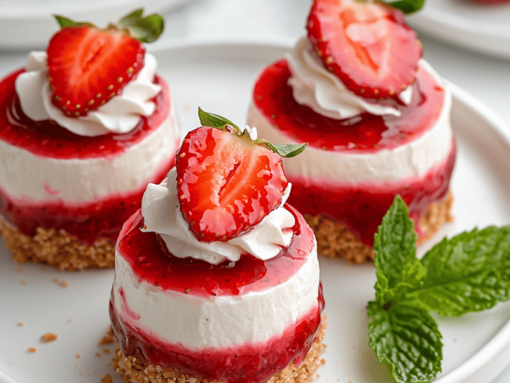 Sun-Kissed Strawberry No-Bake Mini Cheesecakes: A Berry Fusion Delight