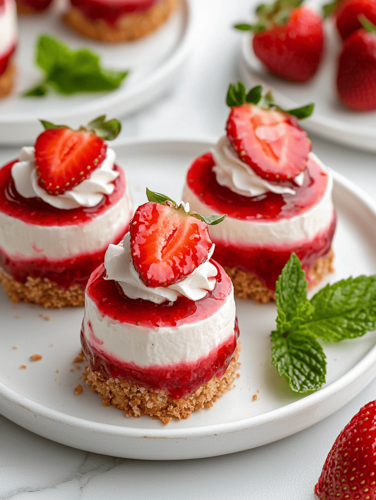 Sun-Kissed Strawberry No-Bake Mini Cheesecakes: A Berry Fusion Delight