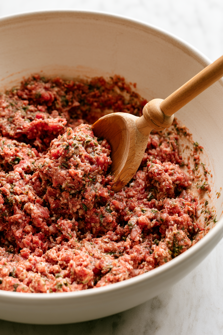 Add ground pork, breadcrumbs, egg, Parmesan cheese, garlic, parsley, Italian seasoning, salt, and black pepper to a large bowl