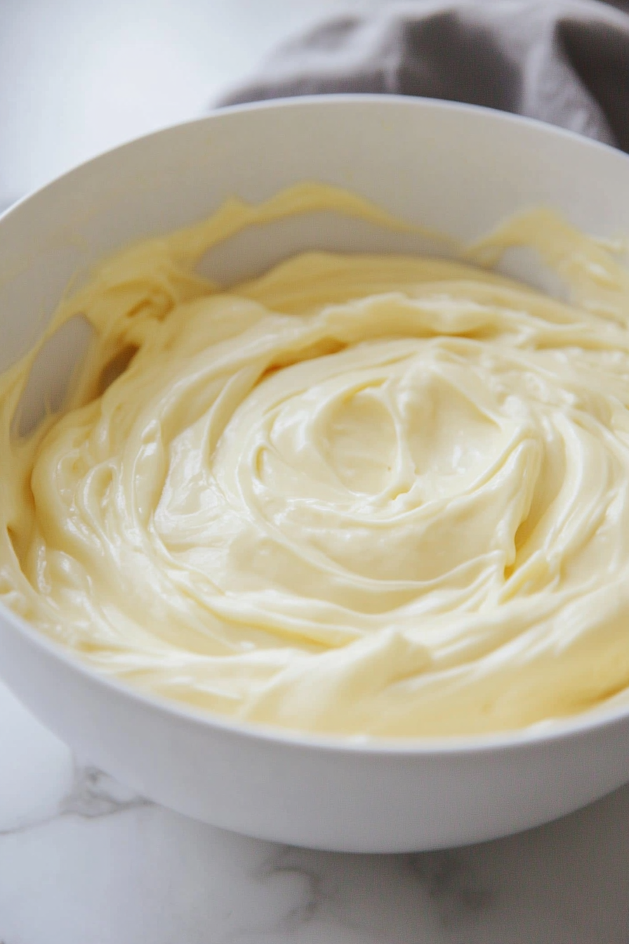 Add the eggs one at a time, mixing well after each addition to ensure a smooth batter