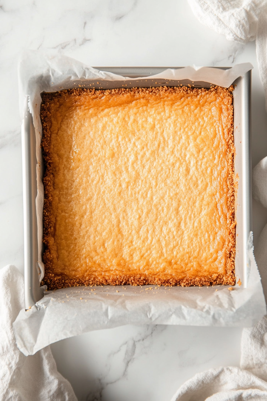 Bake the crust for 10 minutes until golden and fragrant. Remove from the oven and set aside to cool slightly